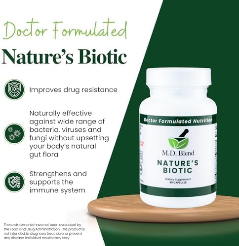 Nature’s Biotic - Expert Formulated Supplement - Immune Functions & System Wellness - Key Vitamins & Minerals - Powerful Berberine, Oregano, Garlic, Magnesium, Zinc - 90 Capsules (2 Pack)