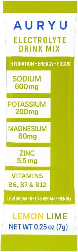 Electrolyte Drink Mix, 30 Sticks, 3 Flavors Pack - Lemon Lime with 600mg Sodium, B Vitamins & Minerals (30, Lemon Lime)