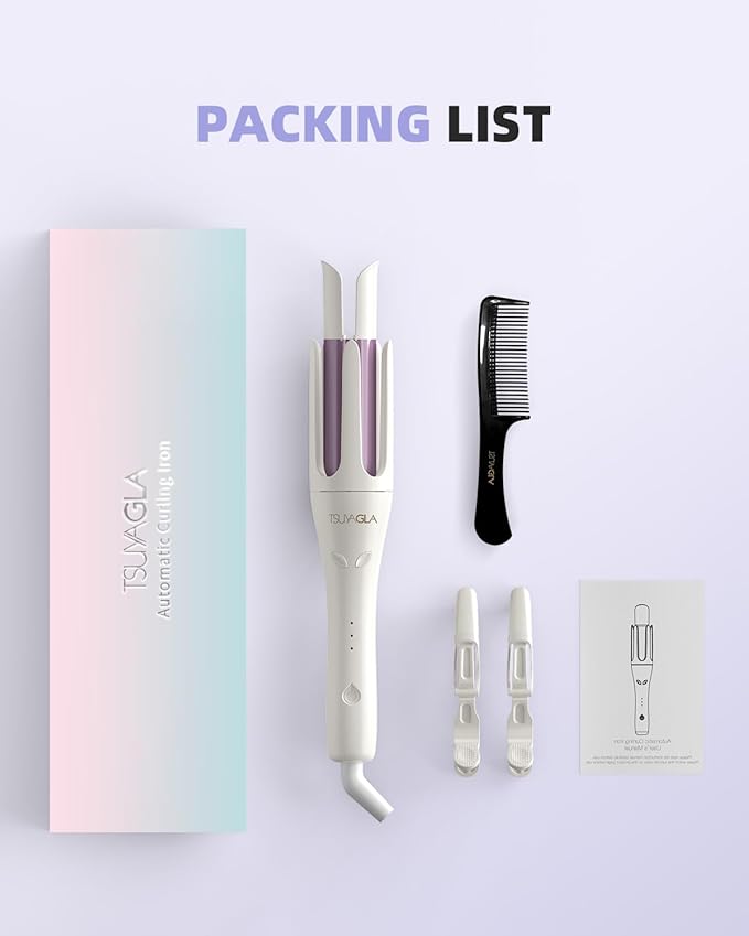 Automatic Hair Curler, 1 1/4 Inch Rotating Curling Iron with 3 Temp, 500 Million Ionic, 2-Way Rotation,10S Fast Heating, Anti-Scald, Anti-Tangle Rotating Curling Wand for Different Hair Types