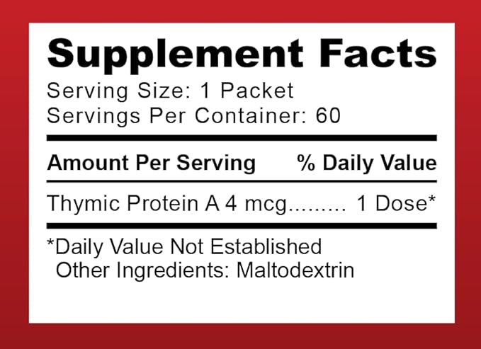 4 McG Thymic Protein A (TPA) Powder Packets - All Natural, Non-GMO, Immune Regulation and Support Supplement - 60 Packets, 4 McG TPA/Serving