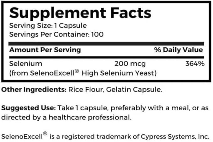 Dr. Clark SelenoExcell Selenium Supplement, 200mcg, 100 Capsules