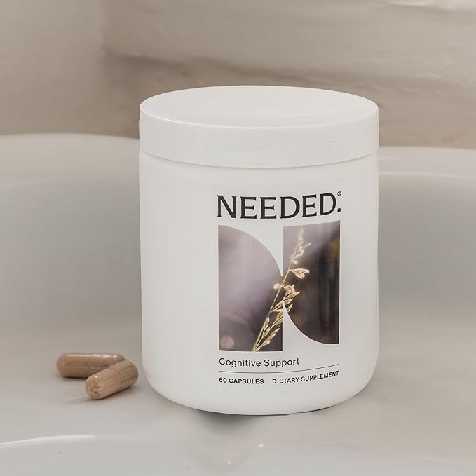 Needed. Cognitive Support - Comprehensive Supplement with Ashwagandha, Reishi & Lion's Mane Mushrooms, Breastfeeding Safe - Supports Focus, Attention, & Memory, 30-Day Supply