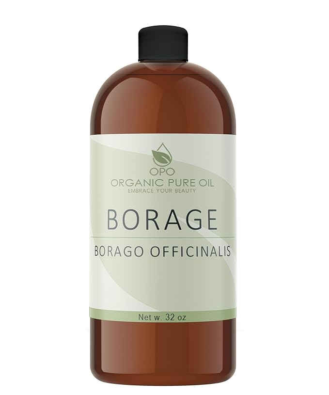 OPO Borage Seed Oil - 32 oz - Pure Unrefined Non GMO, High GLA, Bulk Natural Carrier Oil Moisturizer for Skin Hair Nails Body Soaps DIY & More - Liquid Borago Virgin Vegan
