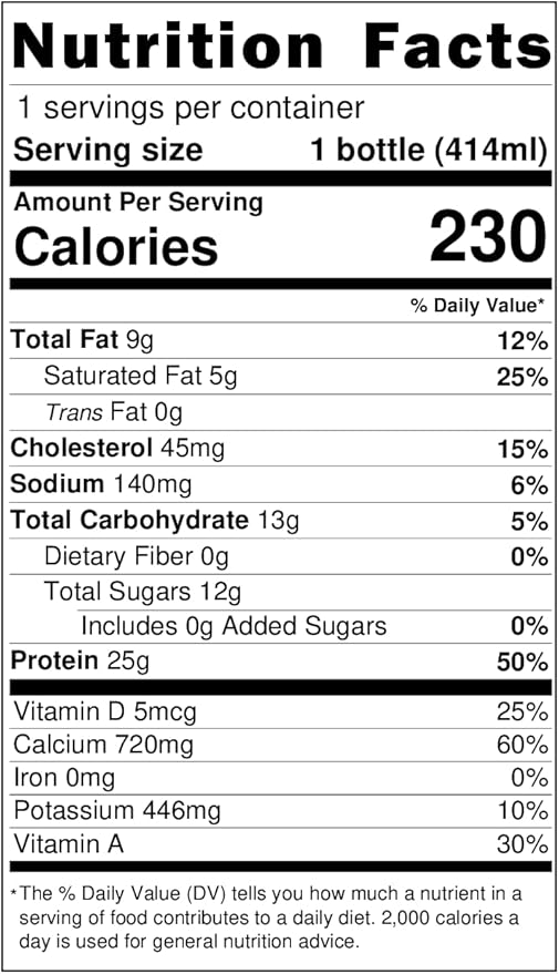 Darigold FIT High Protein Milk 2 Percent - Ultra-Filtered, Low Fat, Lactose Free - 25g Protein, 40% Less Sugar - 14oz Bottles, 12 Pack (White Milk)