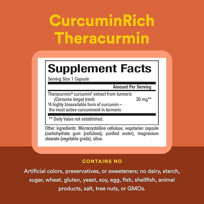 Natural Factors, CurcuminRich Theracurmin, 30 mg, Formulated for Superior Absorption, 120 Count (Pack of 1)