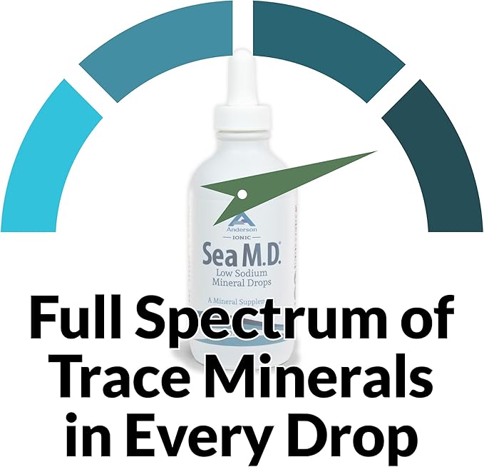 Anderson Sea M.D. Concentrated Trace Mineral Drops, Ionic Electrolyte Magnesium Supplement, Liquid Magnesium, Easy to Take, 4 fl oz, 60 Servings in Glass Bottle