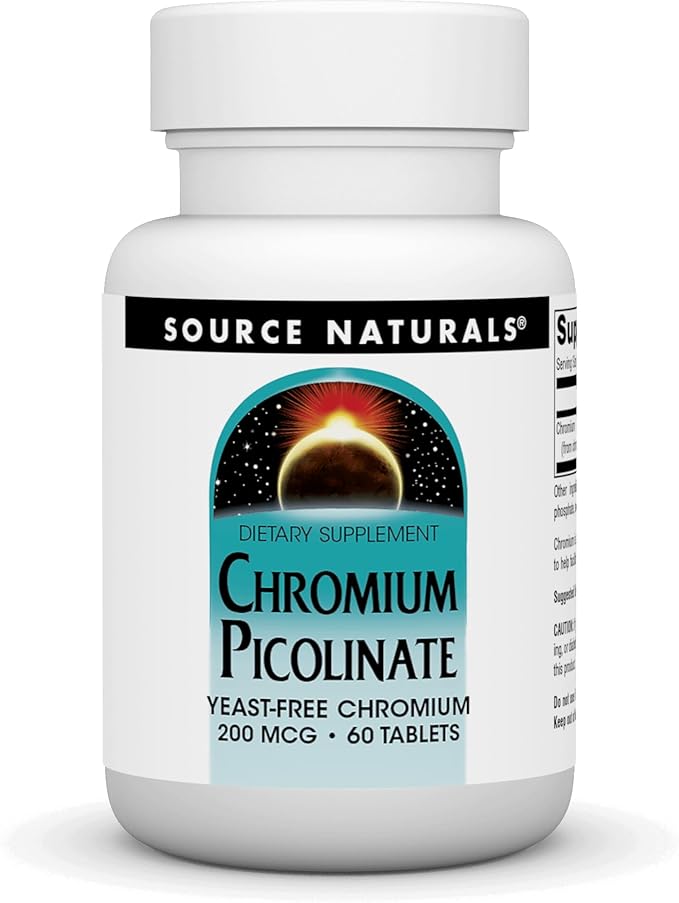 Source Naturals Chromium Picolinate, Yeast Free Chromium, 200 mcg - 60 Tablets