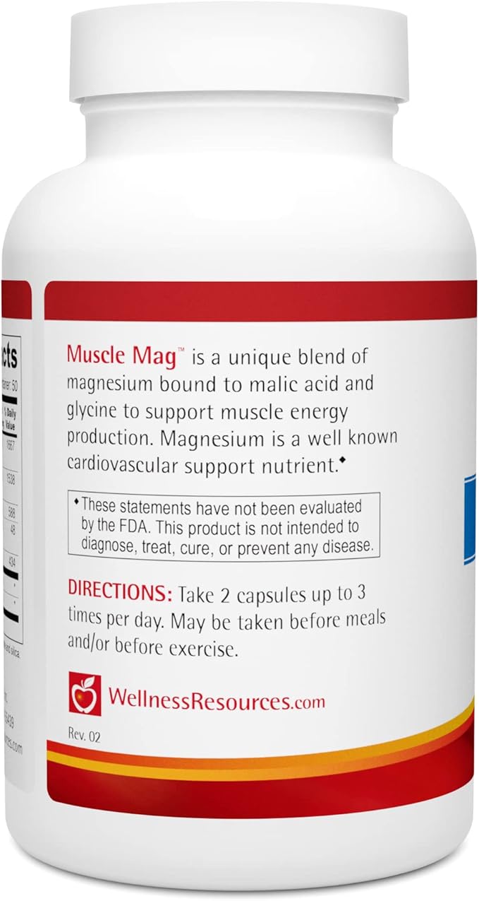 Muscle Mag - Highly Absorbable Magnesium Formula for Muscle Heath - with Magnesium Malate & Glycinate (100 Capsules)