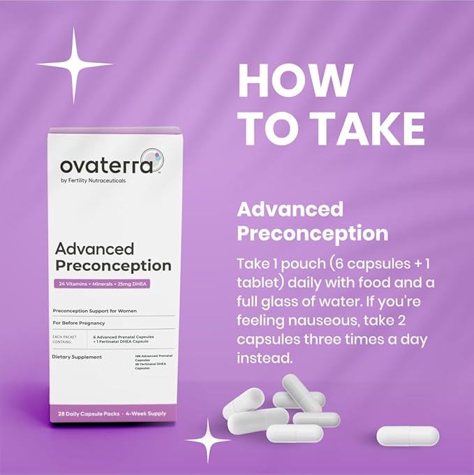 Advanced Preconception Vitamins for Women with DHEA 25mg, Choline 550 mg, Folate (Methylfolate) 1,010 mcg, Omega-3 DHA & EPA 196 Capsules - 28 Day Supply