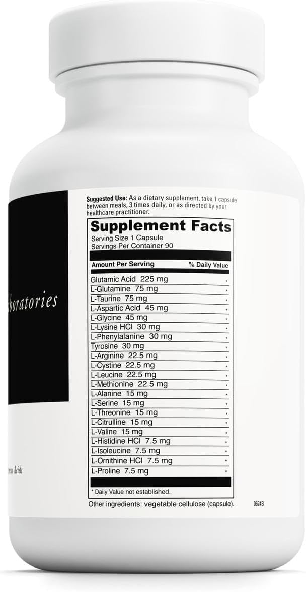 DAVINCI Labs Amino 21 - Supports Brain Function & Muscle Metabolism* - Amino Acid Dietary Supplement with L-Glutamine, L-Lysine HCl, Tyrosine, L-Arginine and More - Gluten-Free - 90 Capsules, 750 mg