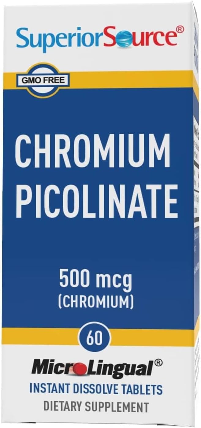 Superior Source Chromium Picolinate - Supplement Formula Supports Healthy Sugar Metabolism - 500 mcg, 50 Instant Dissolve Tablets