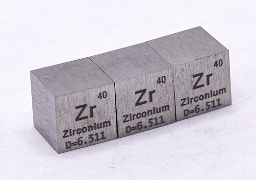 0.39" 10mm Zirconium Metal Cube Zr up to 99.9% Pure Periodic Table Element Engraved Density Collection Science Education Display Block Cube + Acrylic Case Box - 1PC