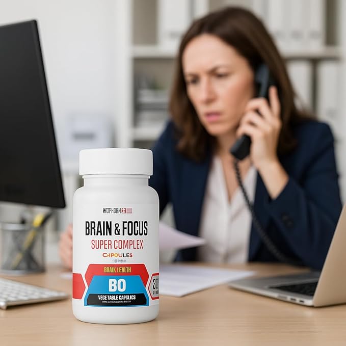 Brain & Focus Nootropic Super Complex Supplement for Brain Support and Performance, Improved Focus Memory and Mental Performance