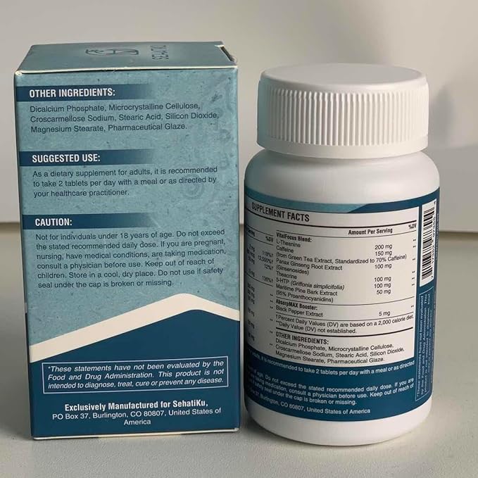17-in-1 Brain Supplement for Memory and Focus | Natural Nootropics Brain Supplement for Brain Cognition, Energy | High Absorption | L-Theanine, Phytonutrient Blend and Vitamins B6, B12 | 60 Tablets