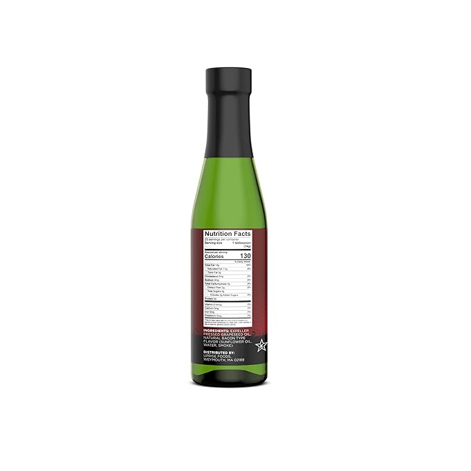 Bacon Bliss Grapeseed Oil – 12.7 oz Glass Bottle | Bacon Flavored Cooking Oil for Popcorn, Vegetables, and Pasta | Plant-Based Alternative with High Smoke Point | Organic, Gluten-Free, Vegan