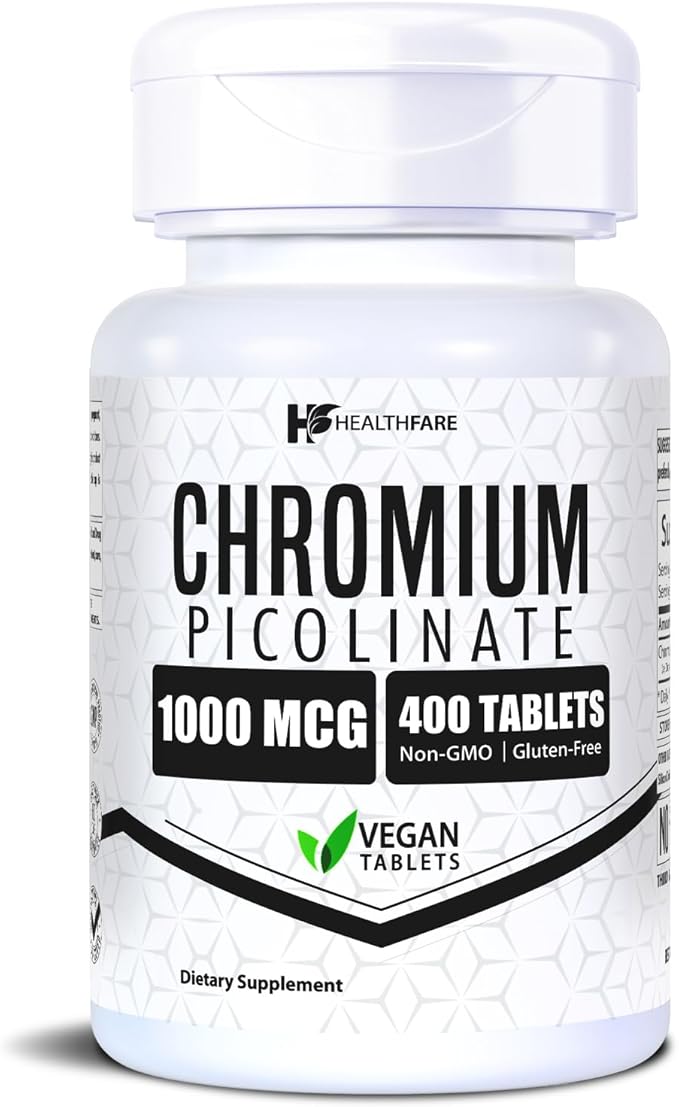 Chromium Picolinate 1000mcg | 400 Tablets | Gluten-Free | Non-GMO | Made in USA