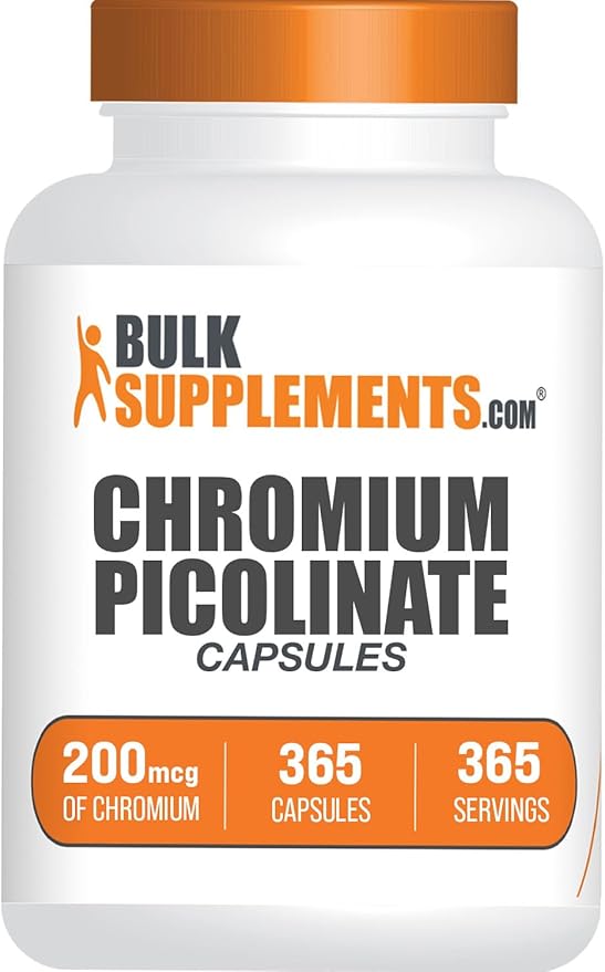 BulkSupplements.com Chromium Picolinate Capsules - Chromium Supplement, Mineral Supplement - Gluten Free, 1 Capsule per Serving, 365 Count (Pack of 1)