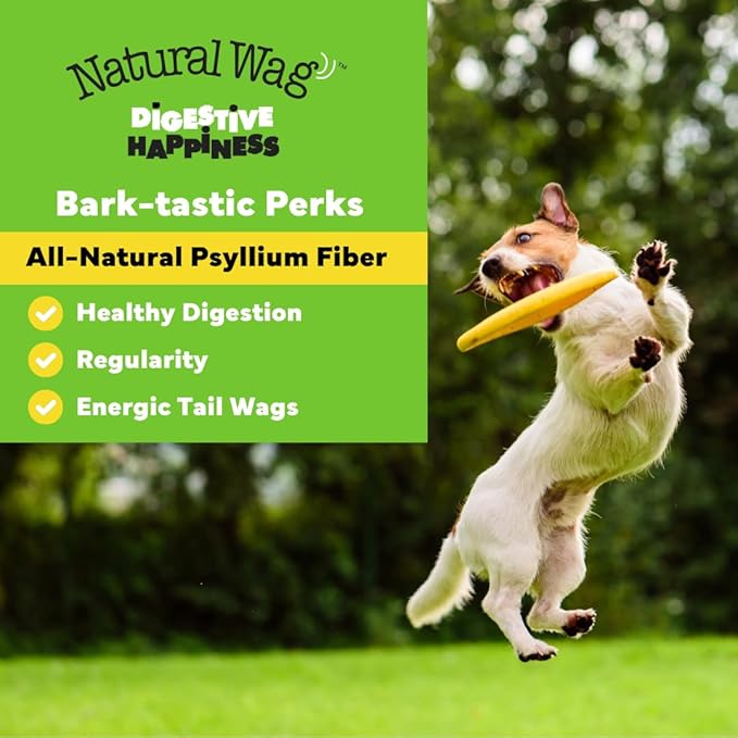 Natural Wag 100% Psyllium Fiber for Dogs – Supports Digestive Health, Relieves Occasional Constipation & Diarrhea, and Promotes Optimal Stool & Overall Wellness.