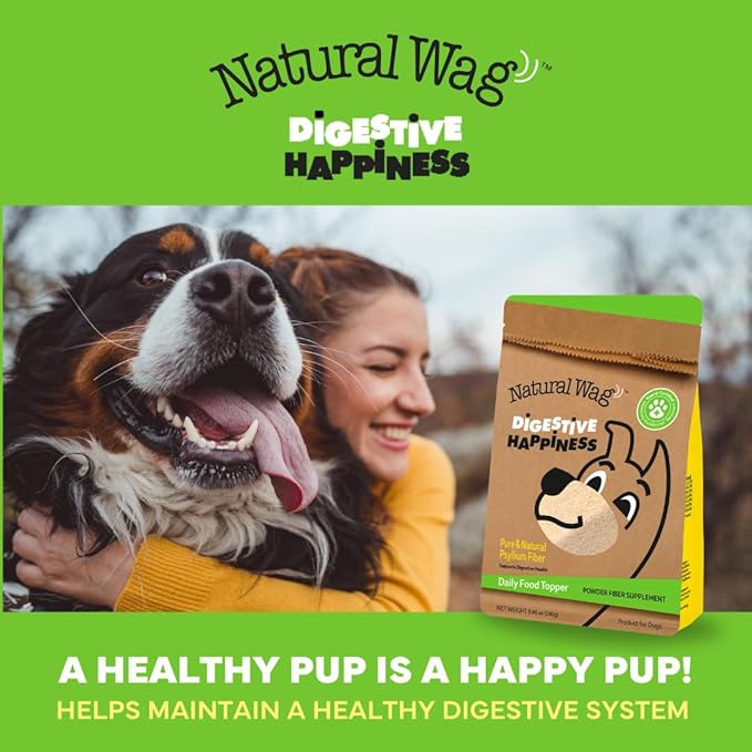 Natural Wag 100% Psyllium Fiber for Dogs – Supports Digestive Health, Relieves Occasional Constipation & Diarrhea, and Promotes Optimal Stool & Overall Wellness.