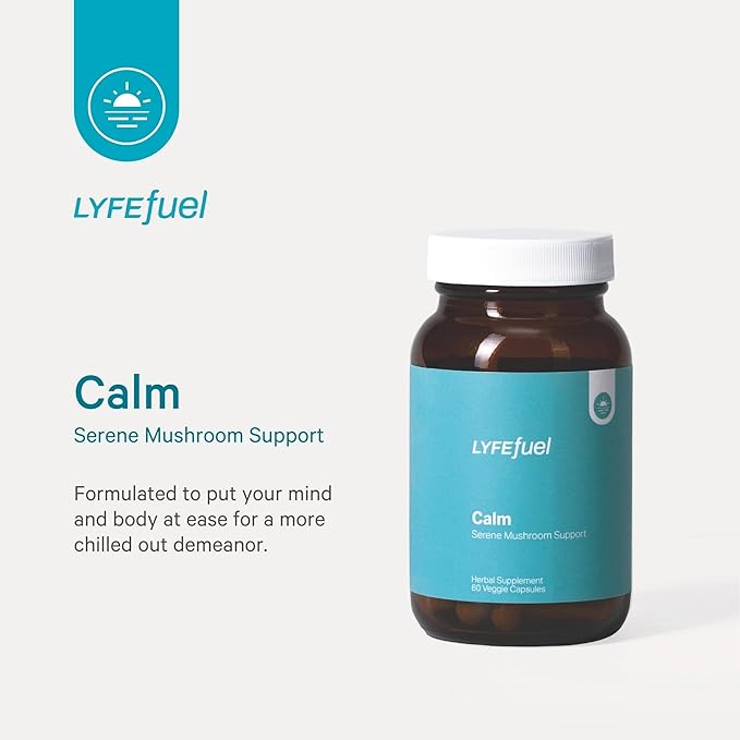 LyfeFuel Adaptogen Blend for Relaxation & Mood Support - Serene Whole Food & Organic Herb Complex to Calm Mind & Body | Lion’s Mane, Chaga, Kava, Lavender | 60 Vegan Capsules