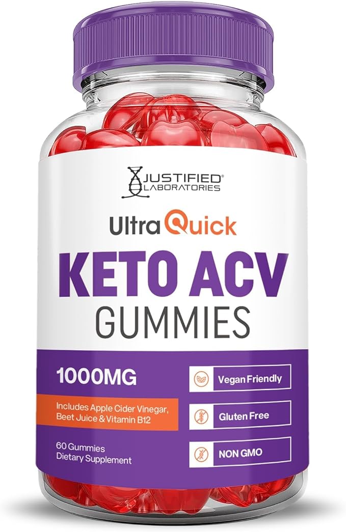 Justified Laboratories (2 Pack Ultra Quick Keto ACV Advanced Formula 1000MG Apple Cider Vinegar Formulated with Pomegranate Beet Juice Powder B12 Vegan Non GMO 120 Gummies