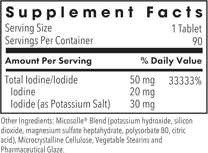 Optimox Iodoral 50 mg Supplement - Potassium Iodide Tablets, High Potency Iodine Supplements, Thyroid Support, Vitamins & Minerals - 90 Count
