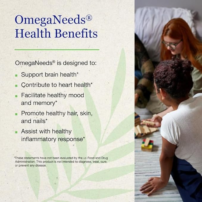 OmegaNeeds Omega-3 Fish Oil Supplement – 1000mg EPA & DHA Per Serving – Supports Brain, Eye, and Heart Health – Burpless, Ultra-Pure, Easy-to-Swallow Softgels – 60 Capsules