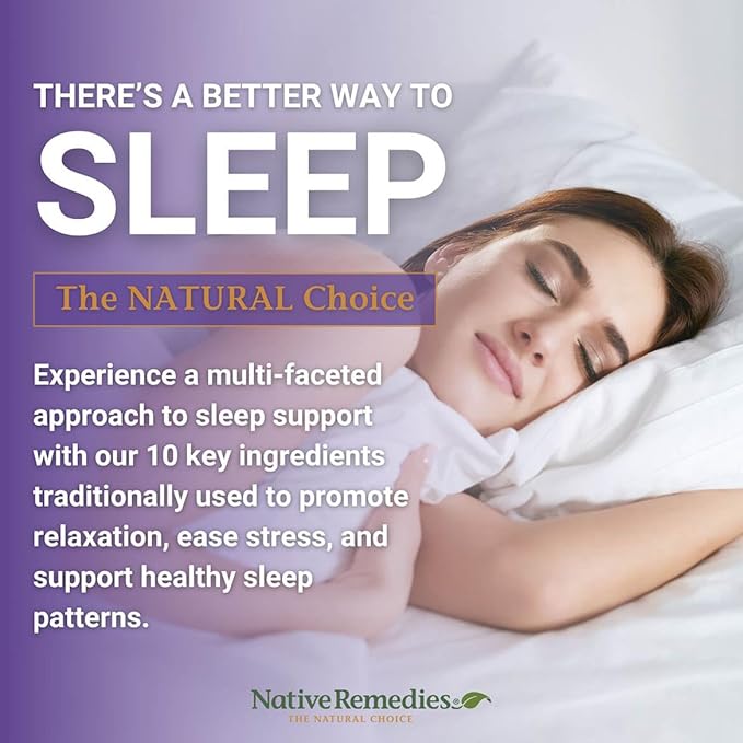 Native Remedies 10-in-1 Natural Sleep Aid for Adults & Kids 4+ – Herbal Sleep Supplement with Melatonin 5mg, Magnesium, Valerian Root, Chamomile & L-Tryptophan – Non-Habit Forming, Vegan, 60 Capsules