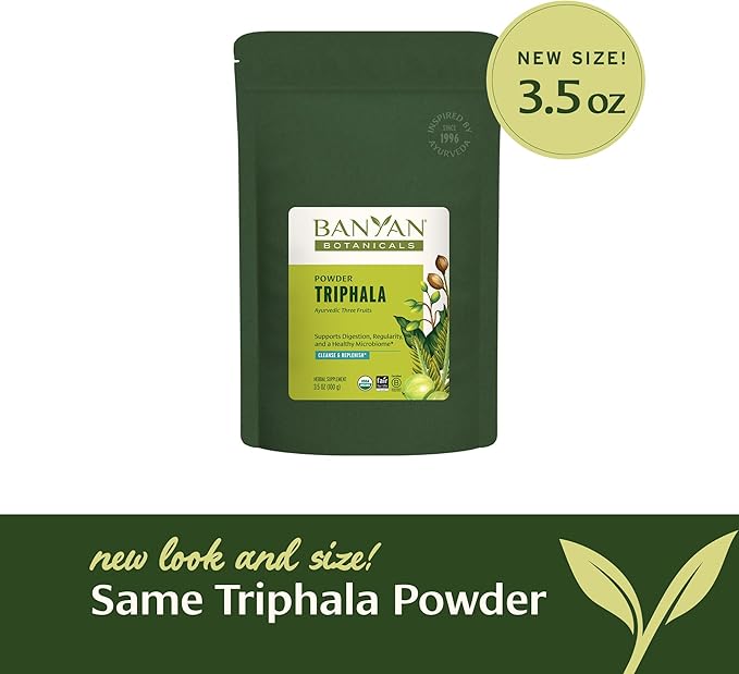 Banyan Botanicals Triphala Powder - Organic Digestion Supplement with Amla, Haritaki & Bibhitaki – Digestion, Colon Support & Healthy Gut Microbiome* – 3.5 oz – Non-GMO Sustainably Sourced Vegan