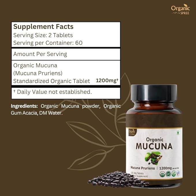 Mucuna 120 Tablets – USDA Organic Mucuna Pruriens – Supports Relaxation & Cognitive Function* - Pack of 3