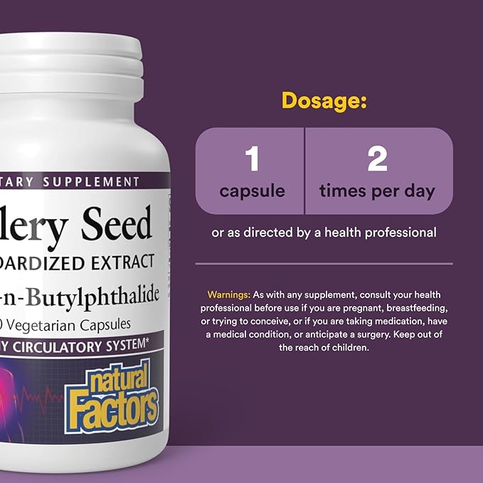 Natural Factors, Celery Seed, Concentrated Celery Extract for Healthy Circulation & Heart Support