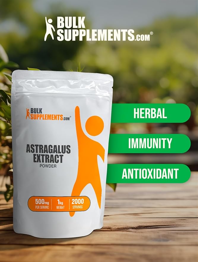 BulkSupplements.com Astragalus Extract Powder - from Astragalus Root, Astragalus Supplement - Vegan & Gluten Free, Astragalus Powder - 500mg per Serving, 1kg (2.2 lbs) (Pack of 5)