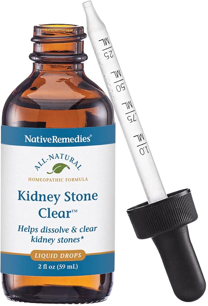 Native Remedies Kidney Stone Clear - Natural Homeopathic Formula Temporarily Helps Dissolve and Clear Kidney Stones - Relieves Pain, Nausea and Vomiting - 59 mL