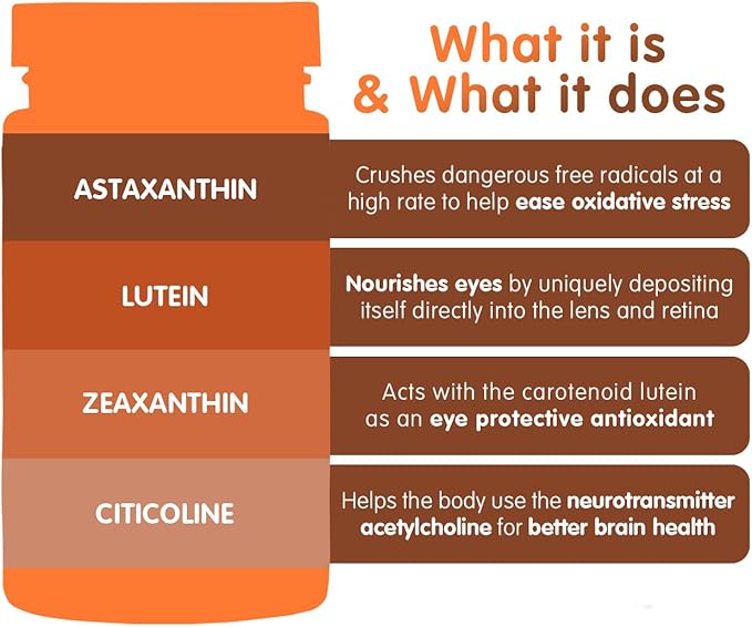 Vision & Cognitive Support Supplement - Nourish Your Mind and Eyes - Oxidative Stress Defense - Vegan & Gluten-Free - Mega-Potent Antioxidant 60 Capsules