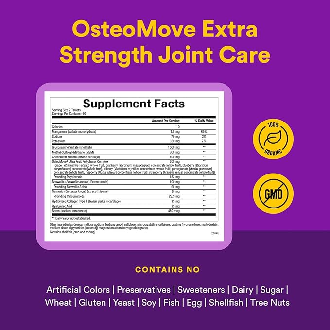 Natural Factors, OsteoMove Joint Care, Extra Strength Support for Joint and Bone Health, Non-GMO, 120 tablets (60 servings)