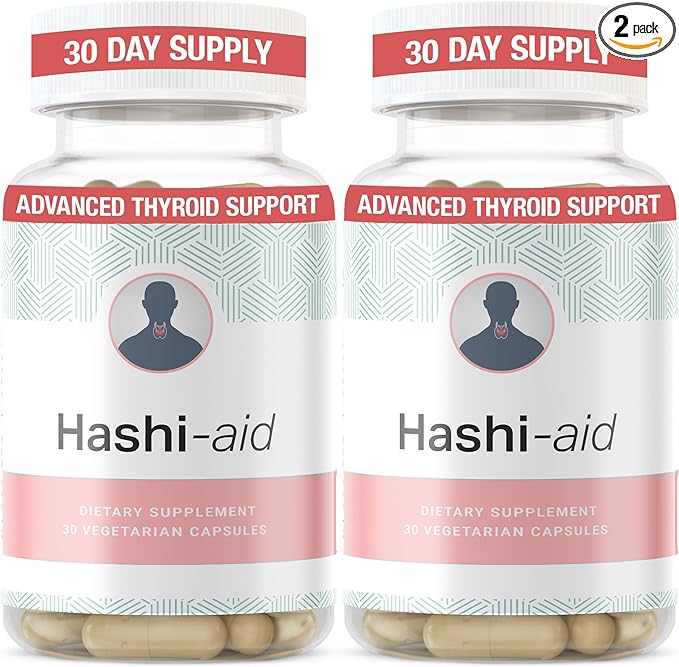 IBDassistโข Hashi Aid Thyroid Support for Women & Men - Thyroid Supplement for Hashimoto's Disease & Hypothyroidism* - with Ashwagandha, Selenium, Zinc, Essential Vitamins & More - 30 Capsules (2 Pack)