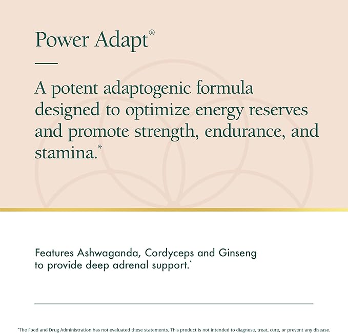 Natura Health Products Power Adapt Supplement - Deep Adrenal and Endocrine Support - Featuring Ashwagandha, Ginseng, Rhodiola Rosea Root Ext. and Cordyceps (60 Capsules)