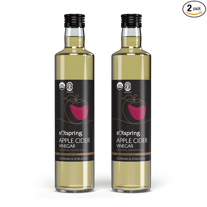 Dr. Mercola Solspring Biodynamic Organic Apple Cider Vinegar, 2 Bottles (16.90 fl oz), non GMO, Gluten Free, Soy Free, USDA Organic, Organic Demeter Certified