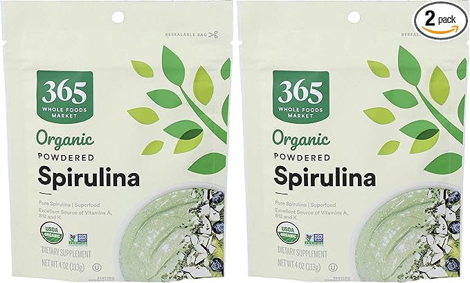 365 by Whole Foods Market, Organic Spirulina Superfood Powder, 4 Ounce (Pack of 2)