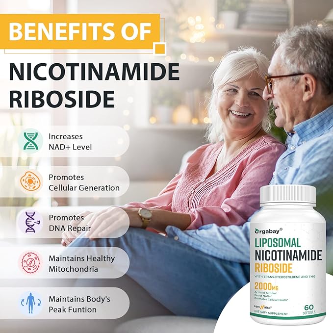 Orgabay Liposomal Nicotinamide Riboside 2000 MG with TMG and Pterostilbene, Boosting NAD+, Support Healthy Aging, 120 Count