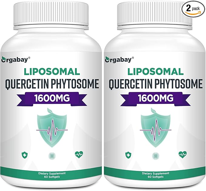 Orgabay Liposomal Quercetin Phytosome 1600 mg,Bromelain 200mg,Zinc 30mg,Vitamin C Turmeric 40 mg,Highest Absorption,Quercetin Complex, 120 Softgels