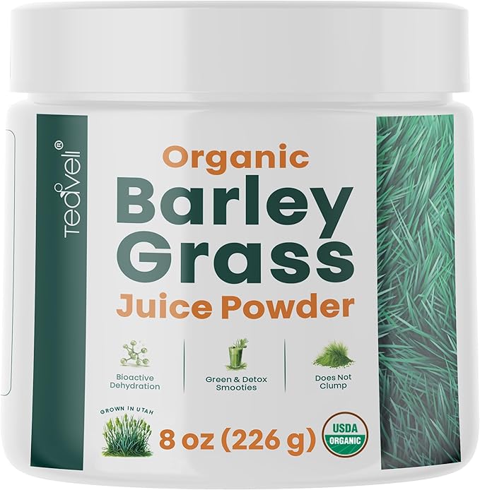 Organic Barley Grass Juice Powderβ Raw, Utah Grown Barley Grass Juice Extract for Detox- Complements Wheatgrass Juice- Made in USA Without Gluten, Additives or Preservatives- 8 oz (226 Grams)