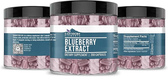 Earthborn Elements Blueberry 10:1 Extract Capsules, Pure & Undiluted, No Additives