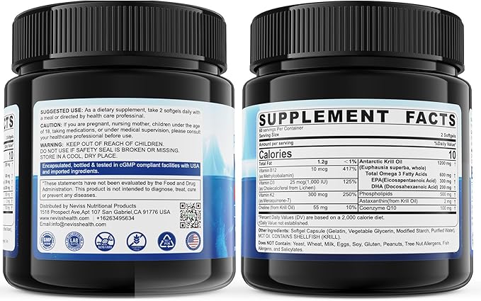 Antarctic Krill Oil 1200 mg Omega 3 Supplement, Omega 3 Krill Oil Softgels w/EPA, DHA, Astaxanthin & Phospholipids for Brain & Antioxidant, Sustainably Sourced, No Fishy Aftertaste, 120 Softgels