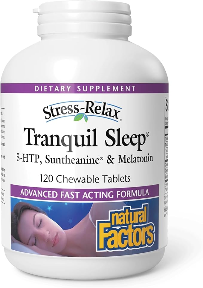 Natural Factors Stress-Relax Tranquil Sleep Chewable, Supports The Full Sleep Cycle, 120 Tablets