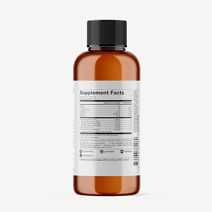 2 MONTH SUPPLY -Dutch Harbor Omega™ | Omega 3 Liquid Fish Oil Supplement | 8 oz., 50 Servings, Natural Lemon Flavor |Wild Alaskan Cod Liver Fish Oil | Includes Omega-3 Fatty Acids with DPA, DHA, & EPA