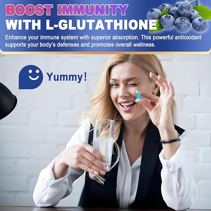 Liposomal Glutathione Gummies Chews, 1100mg Concentrated Formula - 98% Bioavailable w/Vitamin C, ALA, NAC & Milk Thistle for Antioxidant - Liver Cleanse Detox Supplement, Vegan, 120 ct