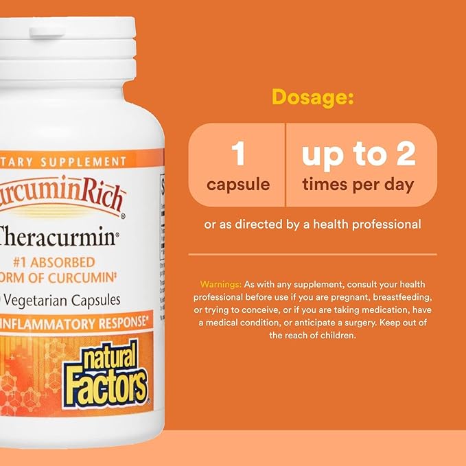 Natural Factors, CurcuminRich Theracurmin, 30 mg, Formulated for Superior Absorption, 60 Count (Pack of 1)
