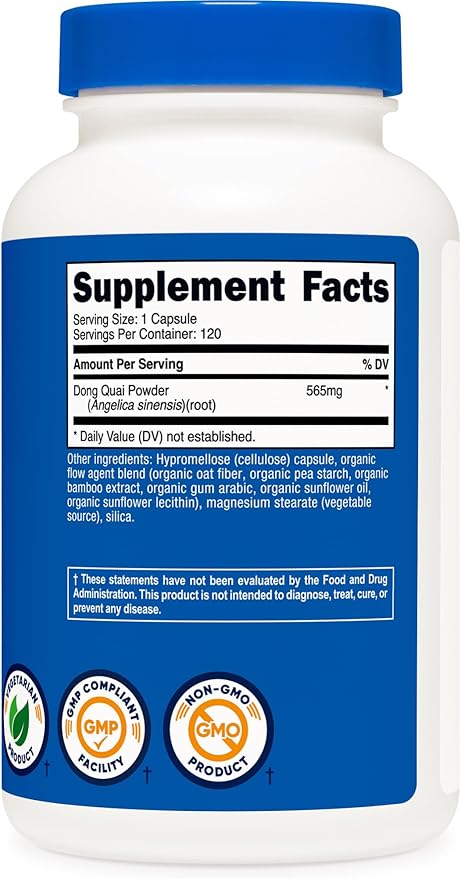 Nutricost Dong Quai 565mg, 120 Capsules - Gluten Free, Non-GMO, Vegetarian Capsules - Angelica Sinensis