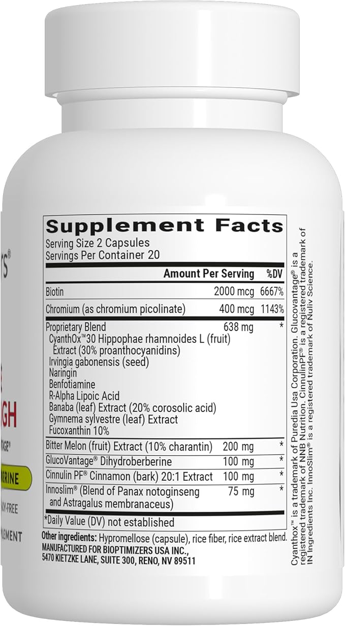 BIOptimizers Berberine Breakthrough 2.0 Supplement - 40 Capsules - Vegetarian, Gluten- and Soy-Free